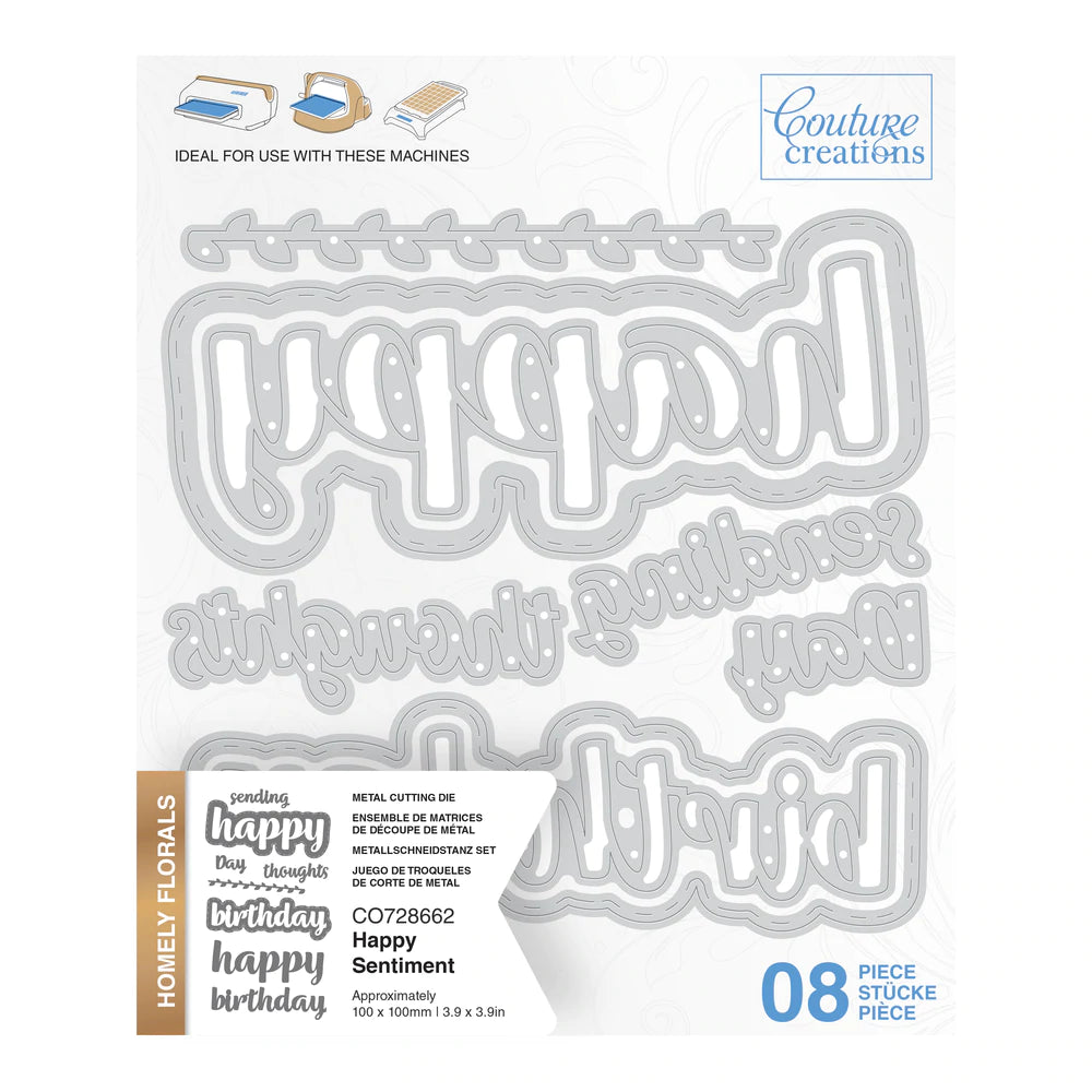 Dies - Homely Florals Cutting Die - Happy Sentiments Arts & Crafts Couture Creations