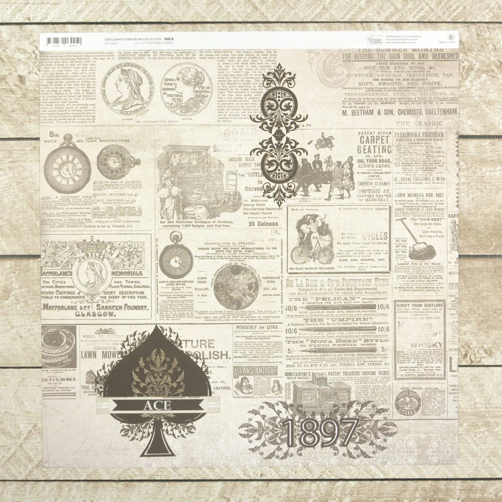 Double Sided Patterned Papers - Gentleman's Emporium Collection #06A Arts & Crafts Couture Creations