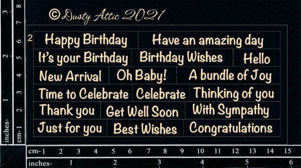 Dusty Attic - Card Sentiment #2 Black - Chipboard Arts & Crafts Dusty Attic