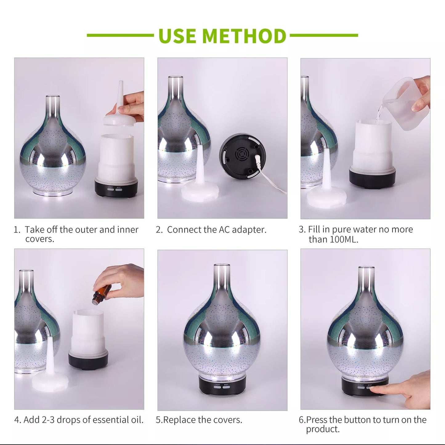 Fireworks Design Ultrasonic Aroma Essential Oil Diffuser 100ml Health & Beauty 10Cats
