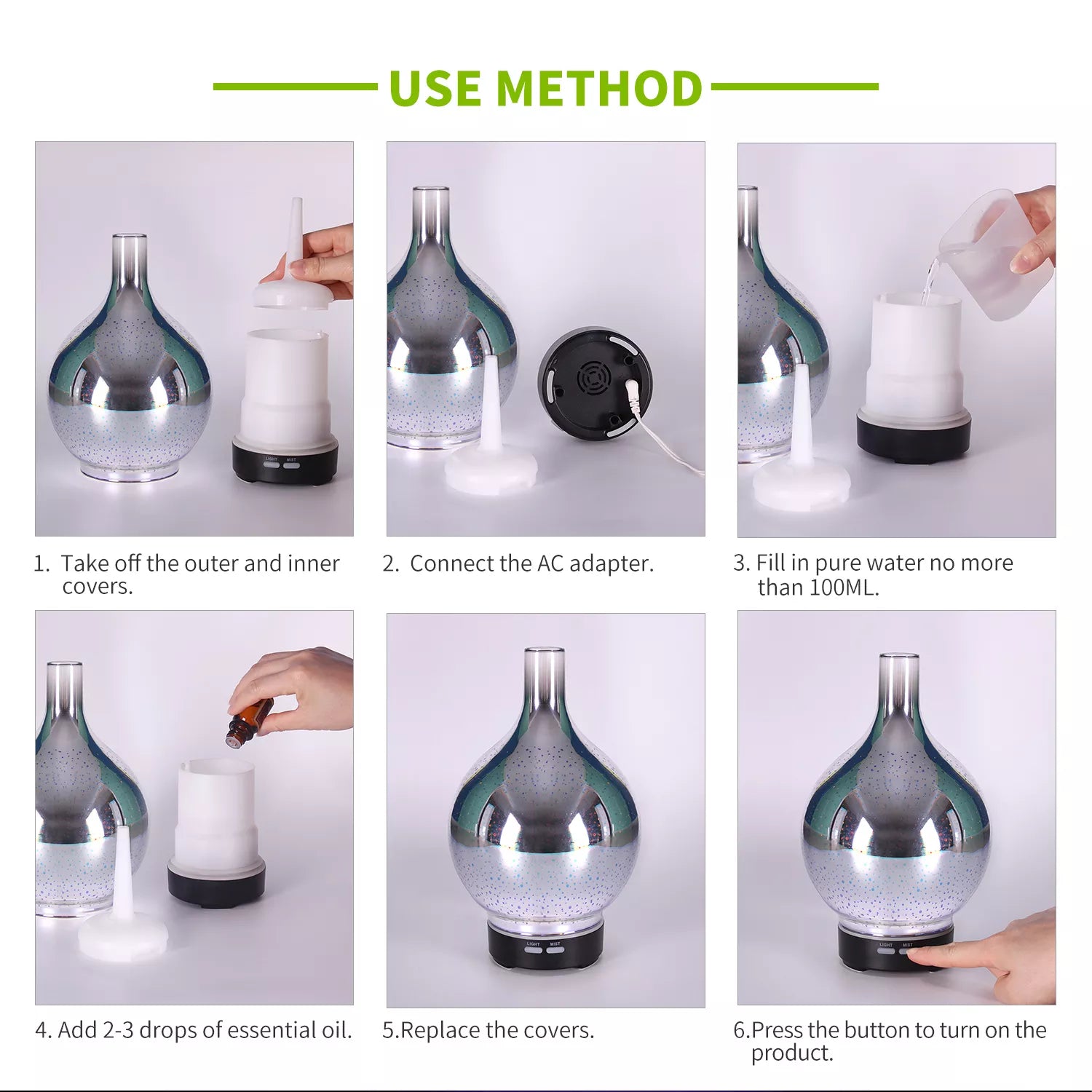 Fireworks Design Ultrasonic Aroma Essential Oil Diffuser 100ml Health & Beauty 10Cats