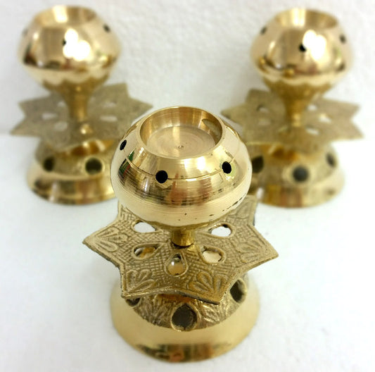 Incense Stick & Cone Holder - Brass Lotus Design