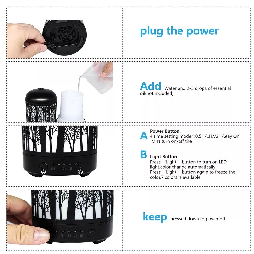 Metal Enchanted Forrest Design Essential Oil Diffuser 100ml Health & Beauty 10Cats