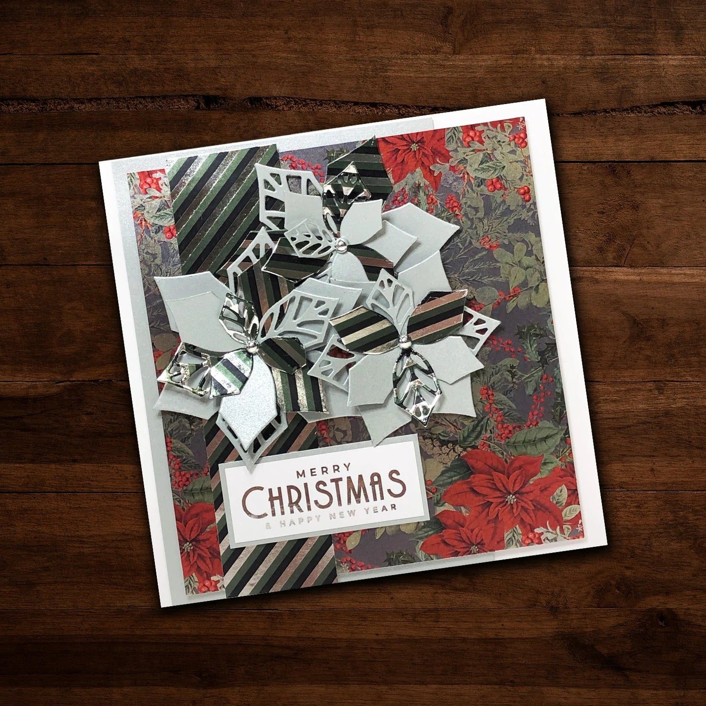 Paper Rose - Christmas Sentiments - Silver 6'x6' Deluxe Paper Collection Arts & Crafts Paper Rose