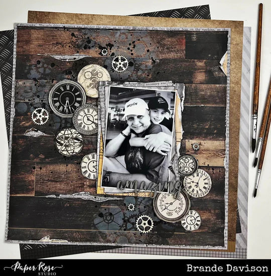 Paper Rose - Clear Stamp Set -Clocks Arts & Crafts Paper Rose