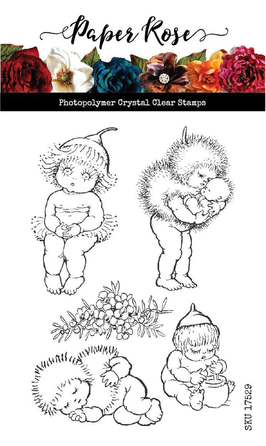 Paper Rose - Clear Stamp Set - Snugglepot & Cuddlepie - Bush Babies Arts & Crafts Paper Rose