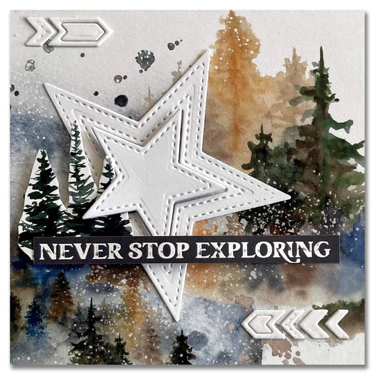 Paper Rose - Metal Die - Nesting Stiched Stars Arts & Crafts Paper Rose