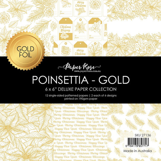 Paper Rose - Poinsettia - Gold 6'x6' Deluxe Paper Collection Arts & Crafts Paper Rose