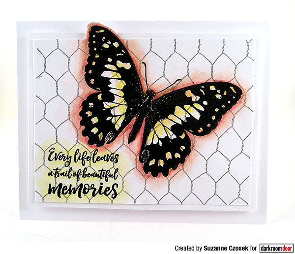 Rubber Stamp - Darkroom Door - Eclectic Stamp - Butterfly
