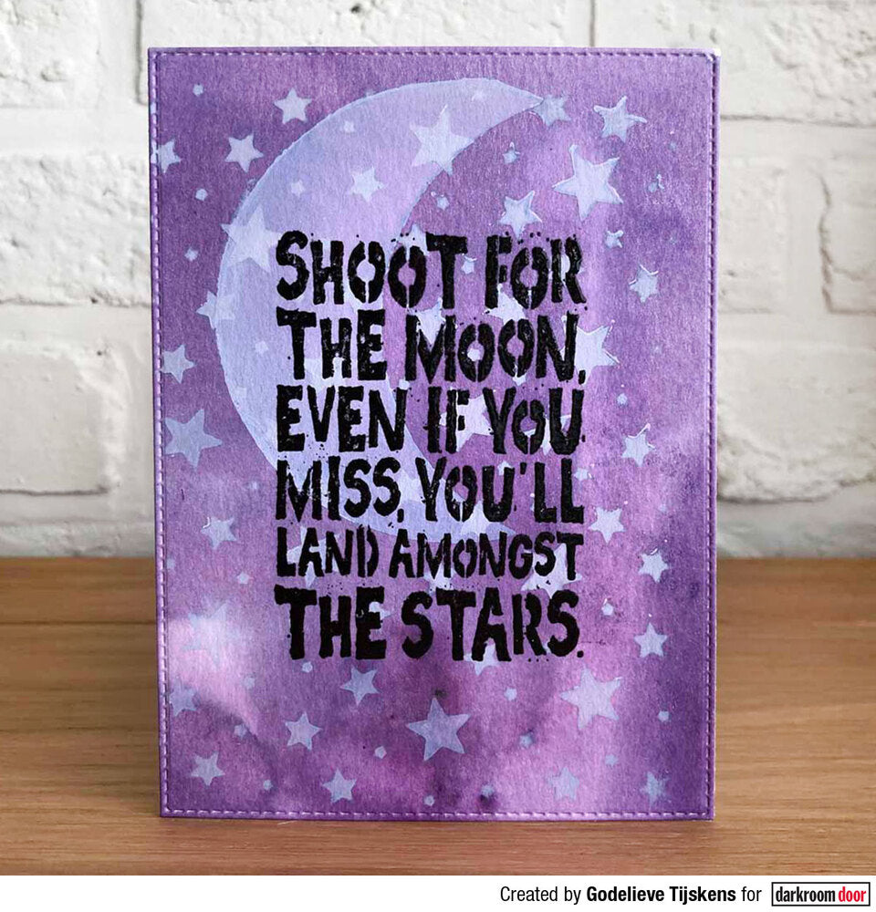Rubber Stamp - Darkroom Door - Quote Stamp - Shoot For The Moon Arts & Crafts Darkroom Door