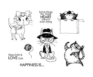 Rubber Stamp - Happy Cats 2 (uncut set of 8) Arts & Crafts Kaszazz
