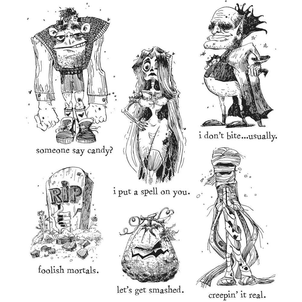 Rubber Stamps - Cling Mount - Monster Reunion Arts & Crafts Tim Holtz