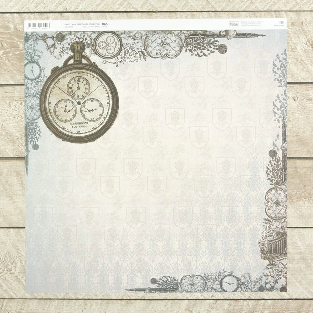 Scrapbooking Paper Double Sided Patterned Papers - Gentleman's Emporium Collection #05A Arts & Crafts Couture Creations