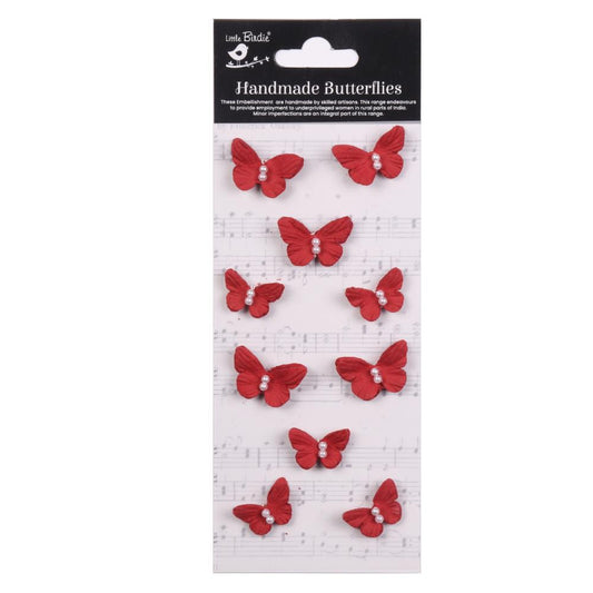 Little Birdie - Handmade Butterflies 11pc - Cardinal Red