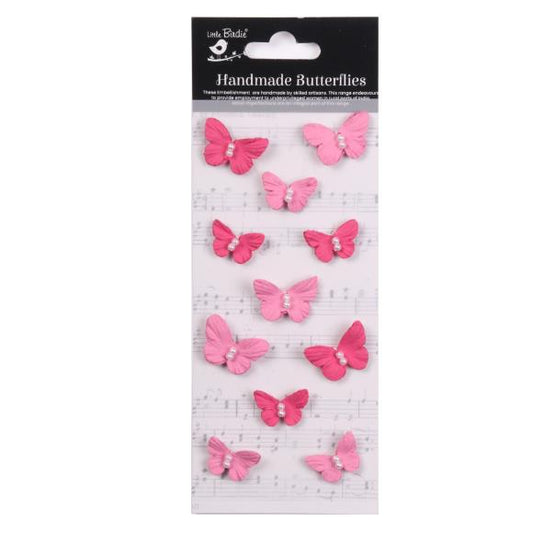 Little Birdie - Handmade Butterflies 11pc - Pink