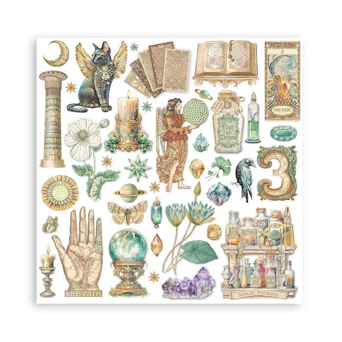 Stamperia -    8''x 8'' Double Sided Paper Pad - FortuneStamperia -    8''x 8'' Double Sided Paper Pad - Fortune Maxi Pad 22 Single Faced Sheets
