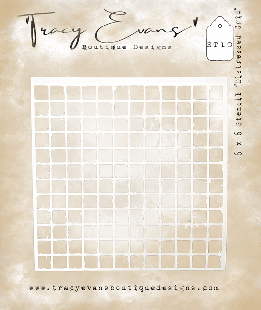 Tracy Evans Boutique Designs - Stencils 6" x 6" - Distressed Grid  ST10