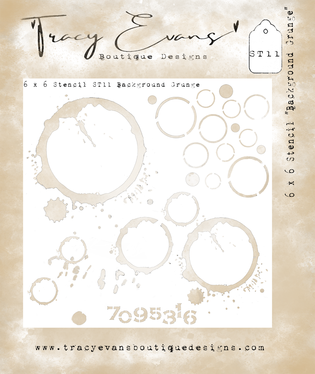 Tracy Evans Boutique Designs - Stencils 6" x 6" - Background Grunge  ST11