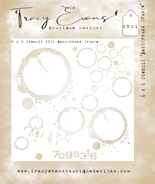 Tracy Evans Boutique Designs - Stencils 6" x 6" - Background Grunge  ST11