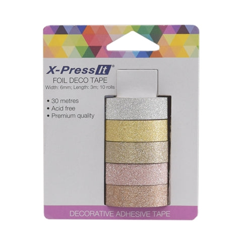 X-Press It Glitter Deco Tape  Precious Metals 12mm