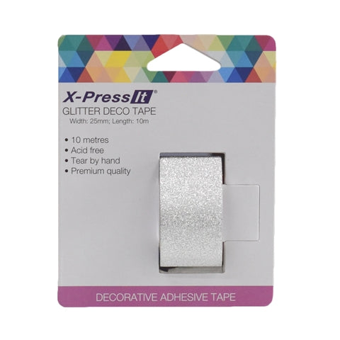 X-Press It Glitter Deco Tape 25mm - Silver