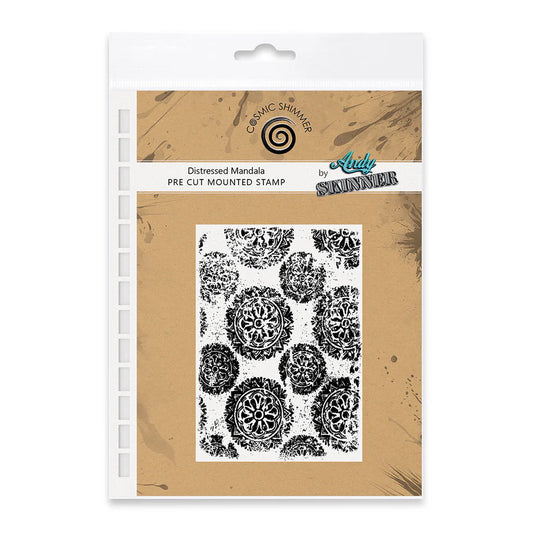 Cosmic Shimmer - Andy Skinner & Pre Cut Mounted Stamp - & Distressed Mandala
