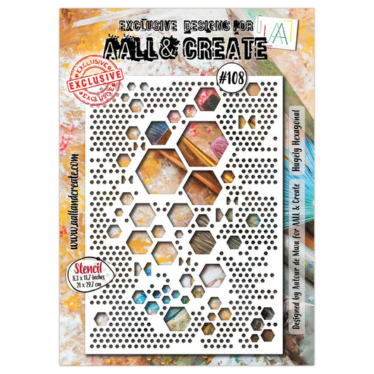AALL & CREATE -A4  Stencil  - Hugely Hexagonal #108