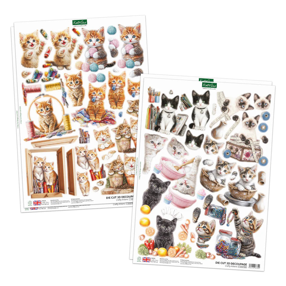 Katy Sue - Die Cut Topper & Decoupage Collection - Crafty Kittens