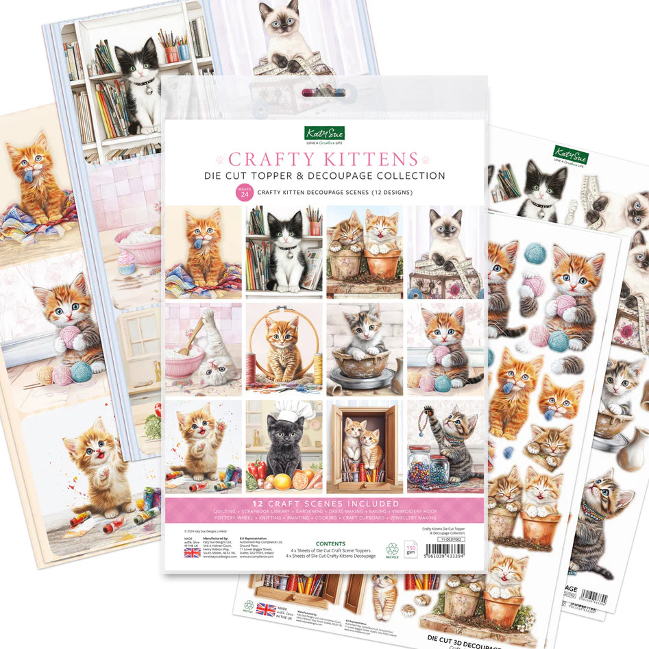 Katy Sue - Die Cut Topper & Decoupage Collection - Crafty Kittens