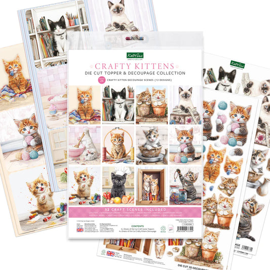 Katy Sue - Die Cut Topper & Decoupage Collection - Crafty Kittens