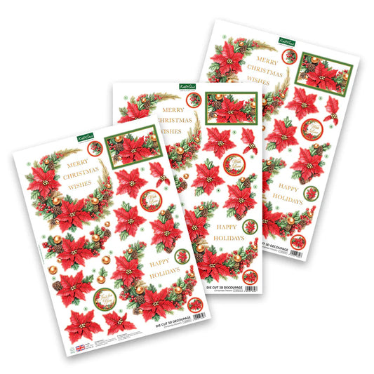 Katy Sue - Die Cut 3D decoupage - Christmas Flowers