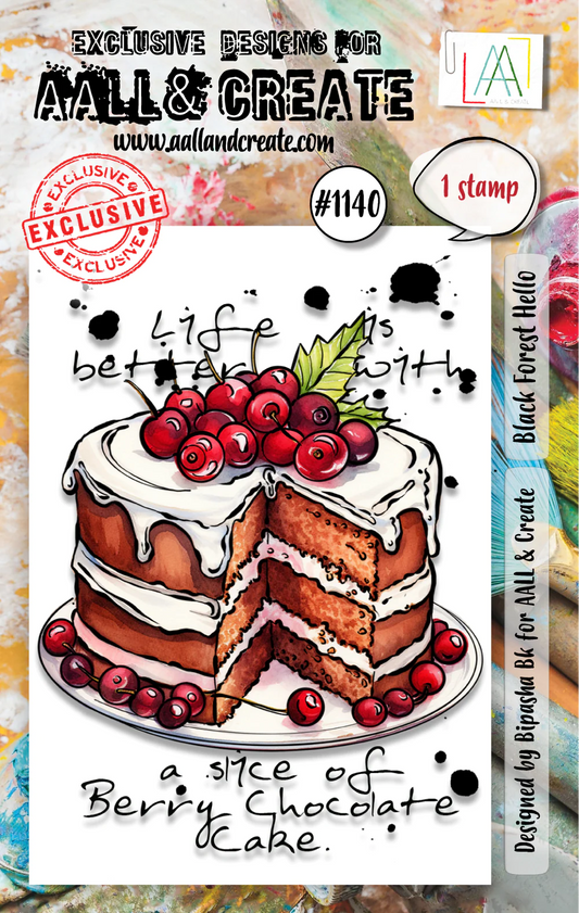 AALL & CREATE - A7 Stamps - Black Forest Hello  # 1140