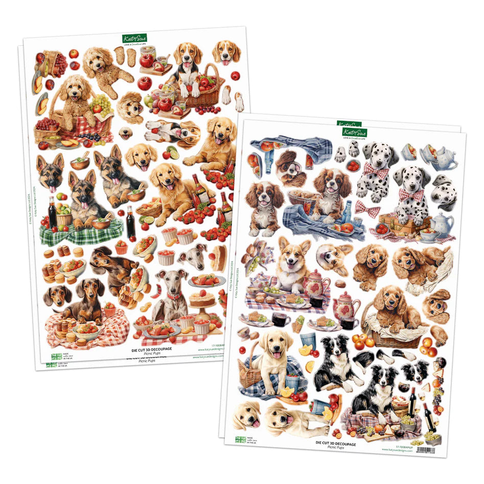 Katy Sue - Die Cut Topper & Decoupage Collection - Picnic Pups