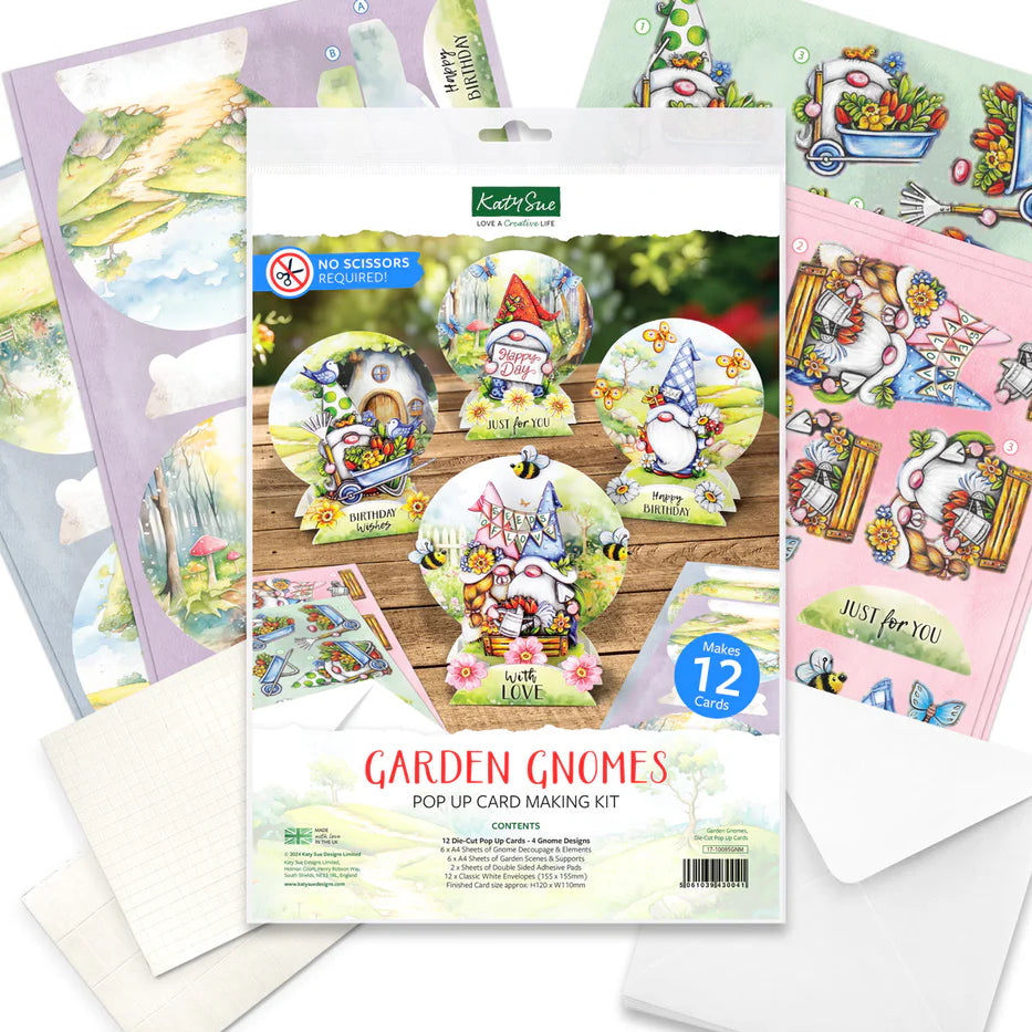 Katy Sue - Garden Gnomes -  Pop Up Card Making Kit