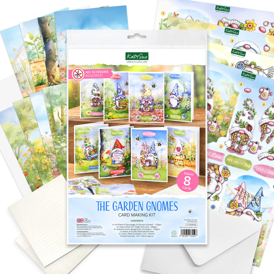 Katy Sue - Garden Gnomes -  3D Die Cut Decoupage (8 Designs)