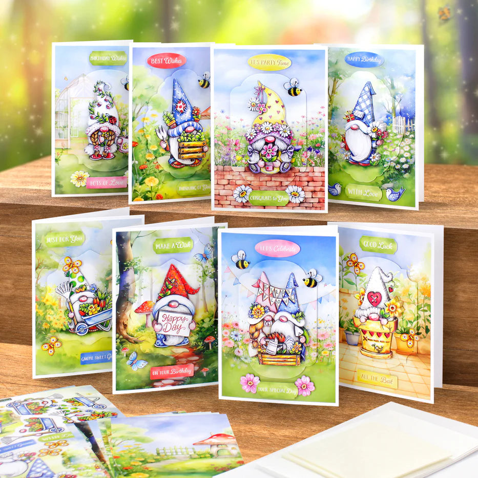 Katy Sue - Garden Gnomes -  3D Die Cut Decoupage (8 Designs)