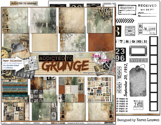 Bee Arty - Addicted To Grunge 12'' x 12'' Paper Collection Pack