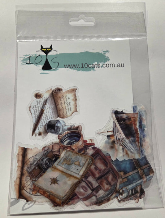 Vintage Travel - Clear Stickers - Binoculars