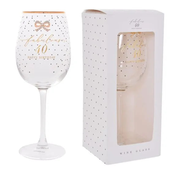 Jewelled 40th Wine Glass