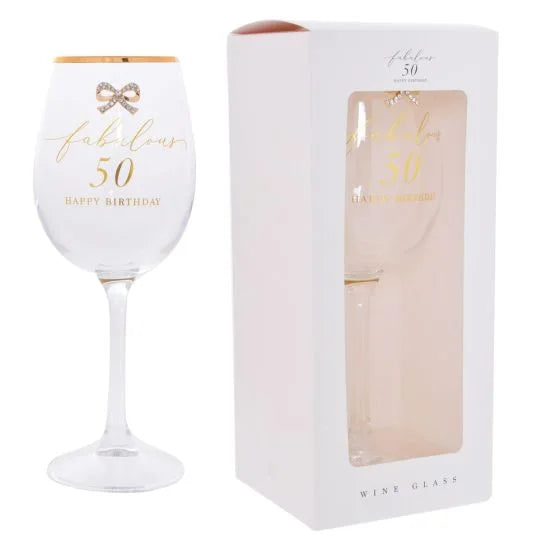 Jewelled 50th Wine Glass