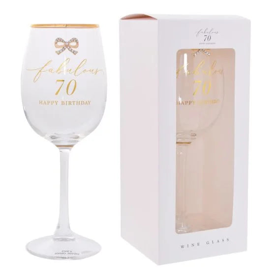 Jewelled 70th Wine Glass
