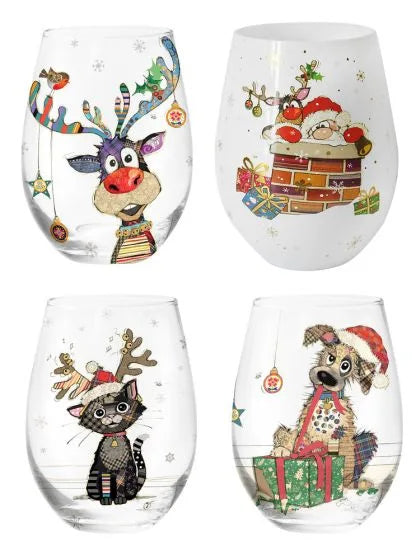 Bug Art Kooks Xmas Stemless Glass