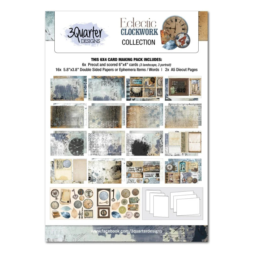 3 Quarter Designs - Eclectic Clockwork 6x4 Card Pack