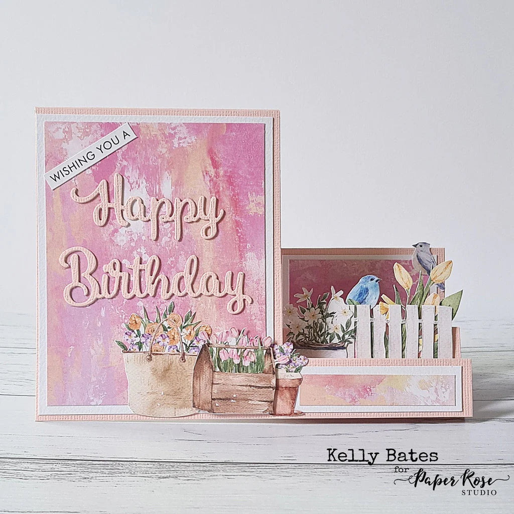 Paper Rose -  Metal Cutting Die - Happy Birthday Large
