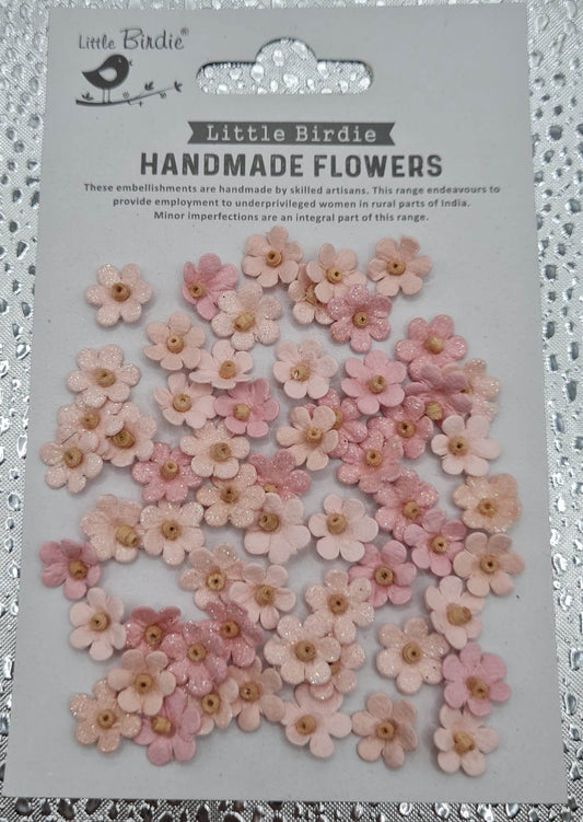 Little Birdie -Paper Flowers Beaded Micro Petals Pearl Pink 60pc