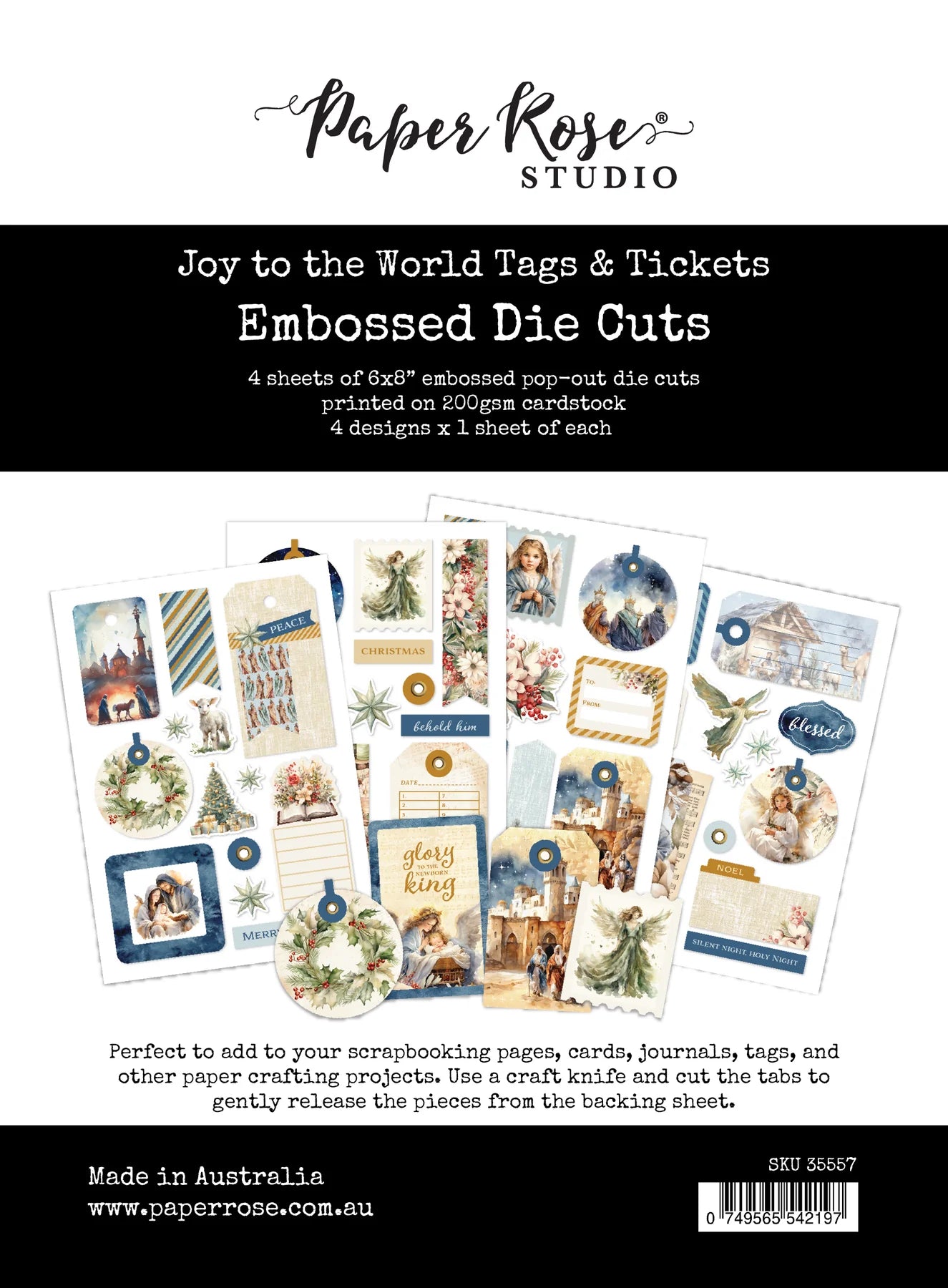 Paper Rose Embossed Die Cuts - Joy To The World