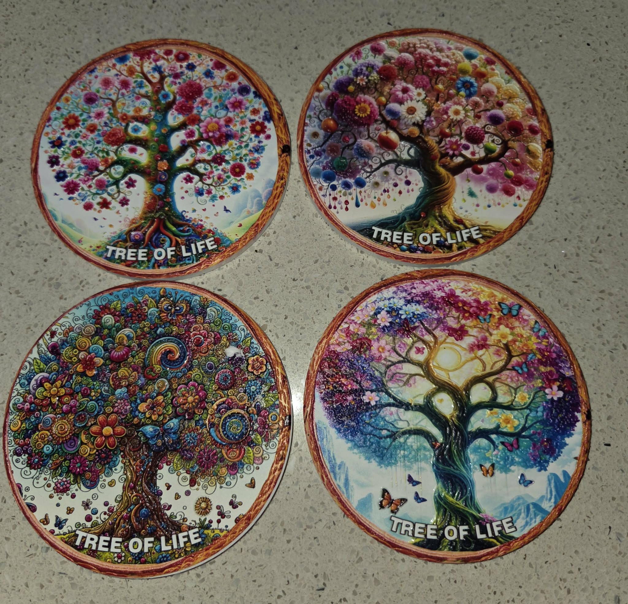 Coasters - 10cm Round Tree Of Life (set of 4)