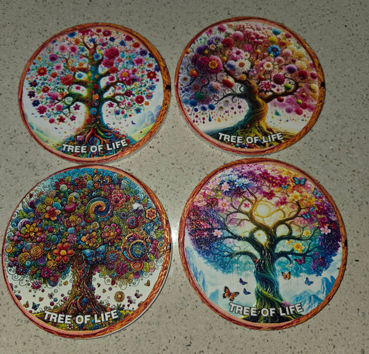 Coasters - 10cm Round Tree Of Life (set of 4)