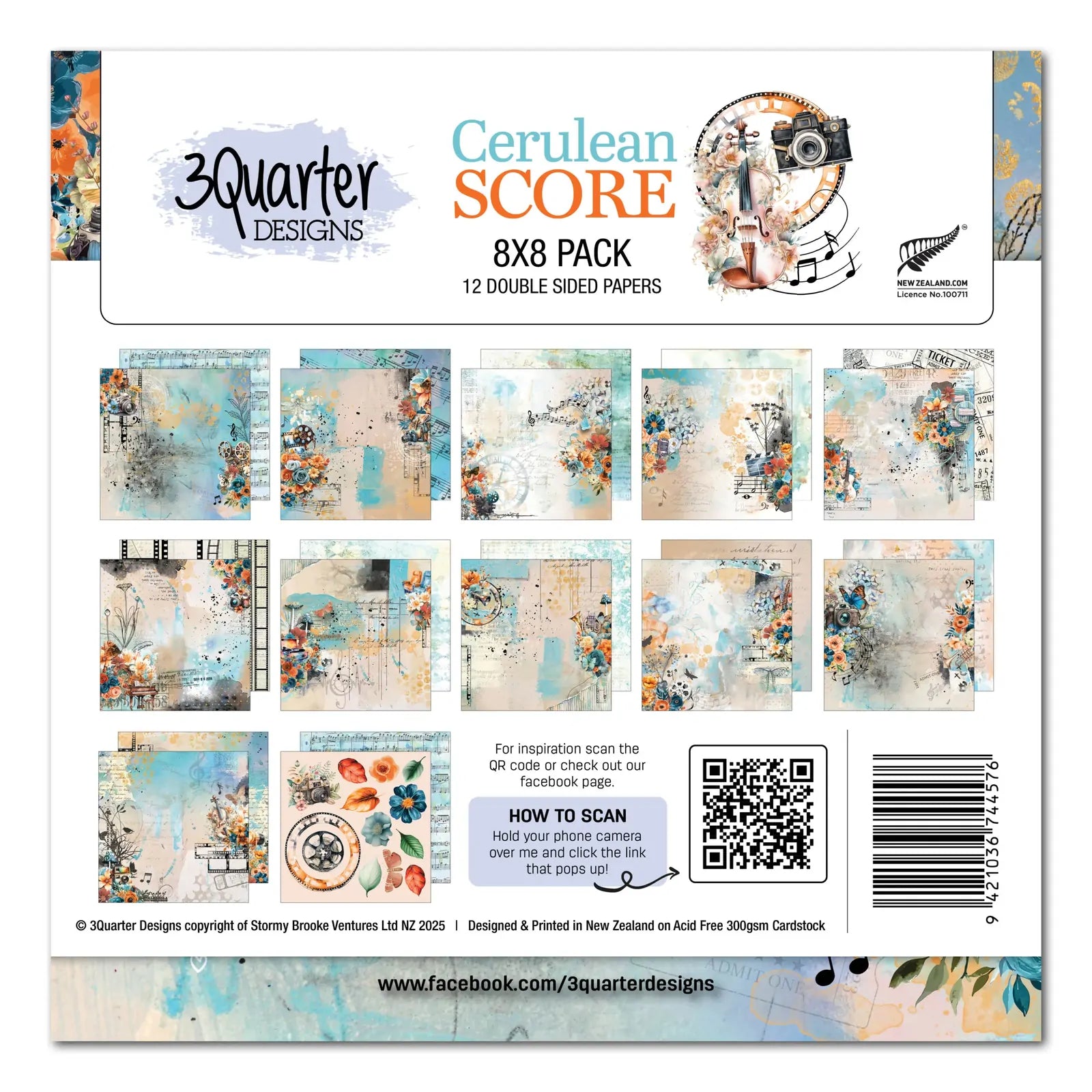 3 Quarter Designs - Cerulean Score 8x8 Pack&nbsp;