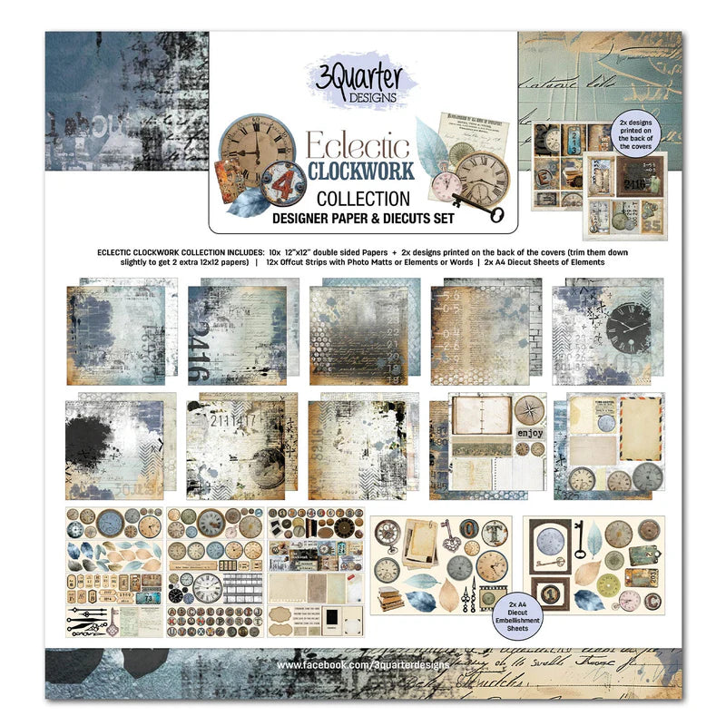 3 Quarter Designs - Electric Clockwork Collection Designer Paper & Diecuts Set 